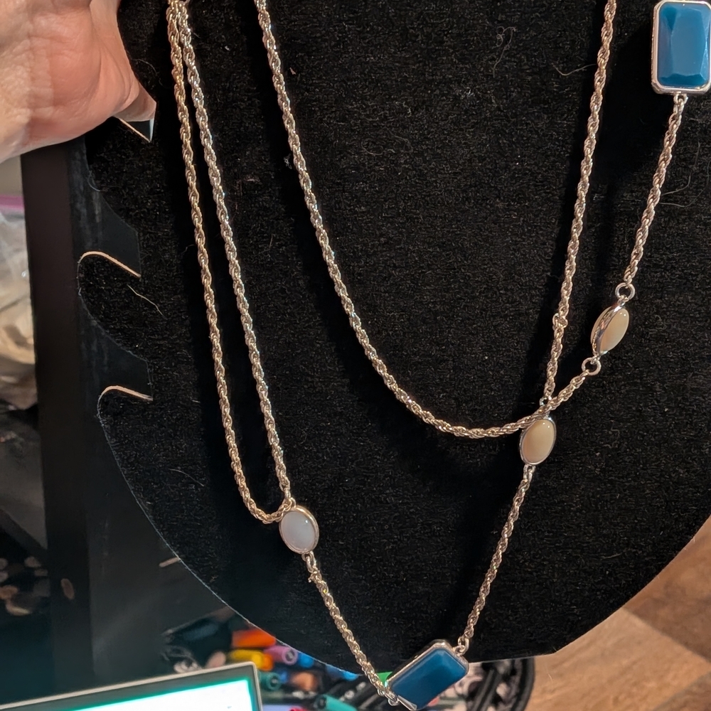Elegant Silver and Blue Necklace